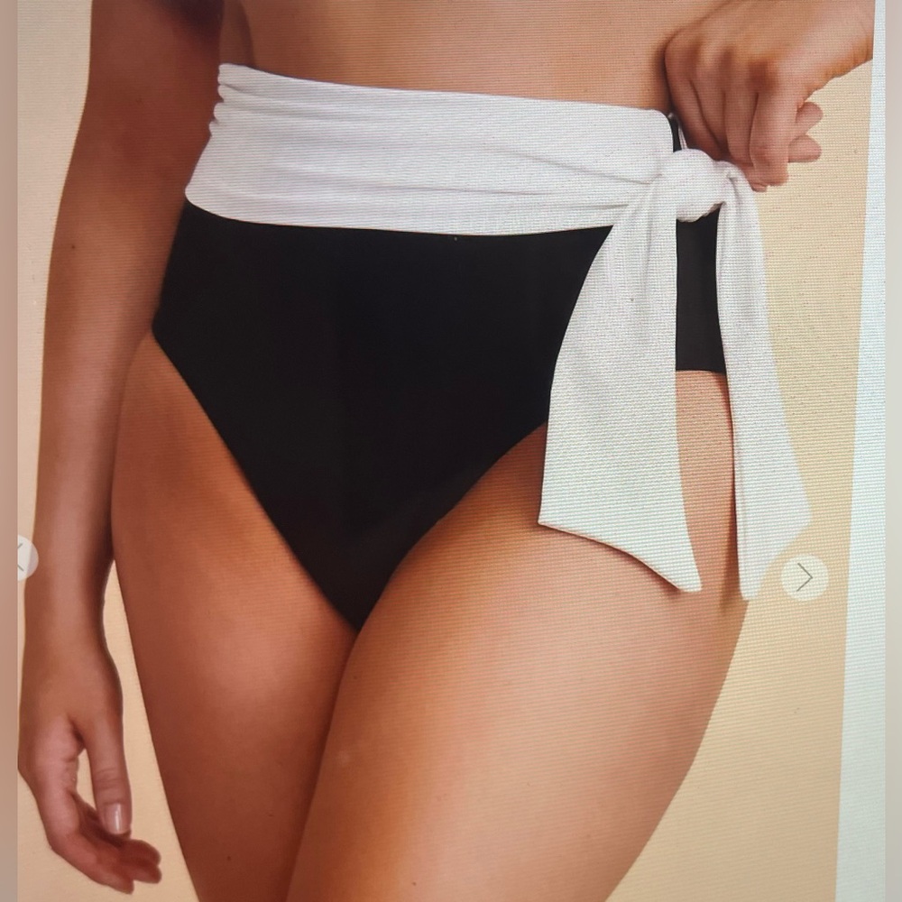 Ralph Lauren Black and White High-Waisted Bikini Bottom NWT